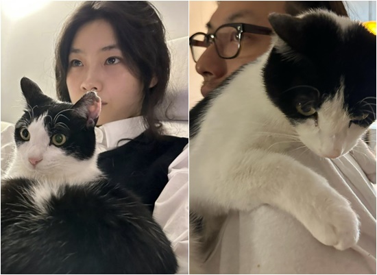 Jeong Ho-yeon and Lee Dong-hwi with pet cat Gallo