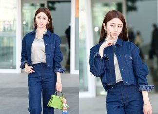 LE SSERAFIM’s Huh Yunjin Showcases Double Denim Fashion with Mannequin Proportions